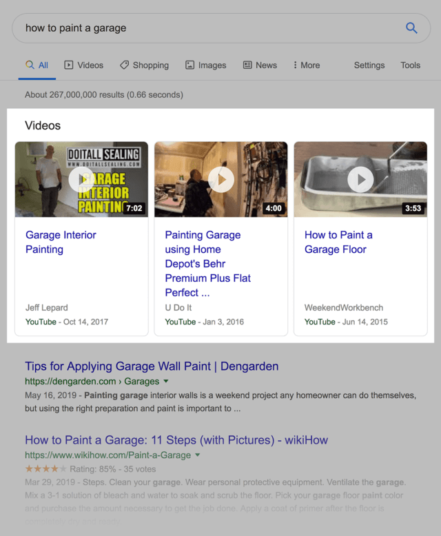 نحوه نمایش نتایج ویدئو در گوگل