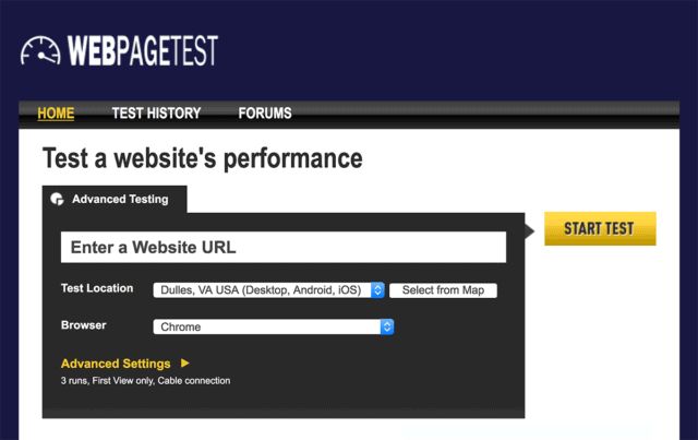 ابزار web page test