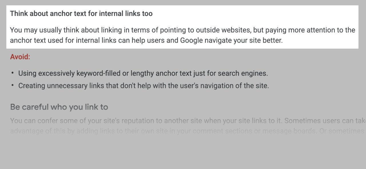 پیشنهاد گوگل به استفاده از کلمه کلیدی برای لینک داخلی
