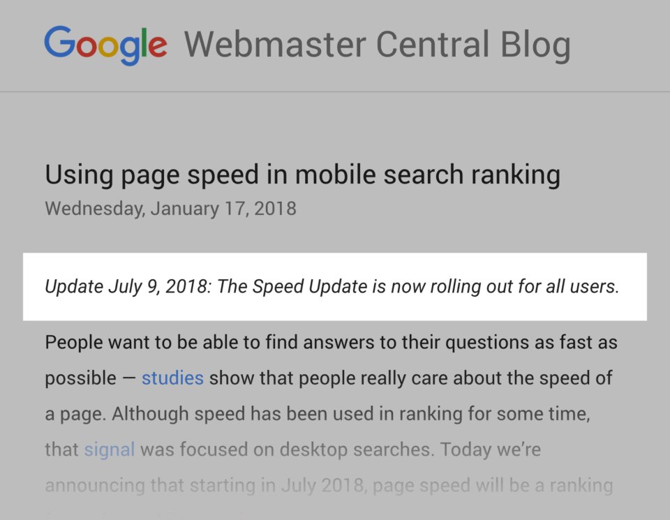 site speed update 2018